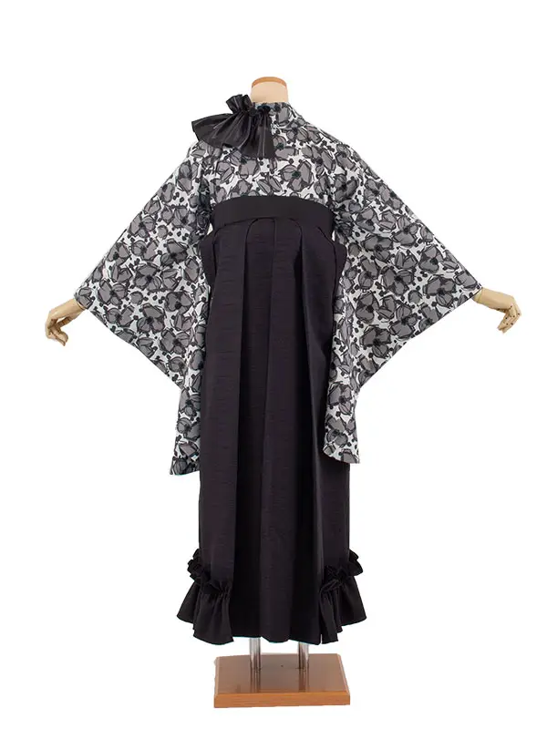 卒業袴レンタル二尺袖 ラフィネモカ 白地 フリル 2052