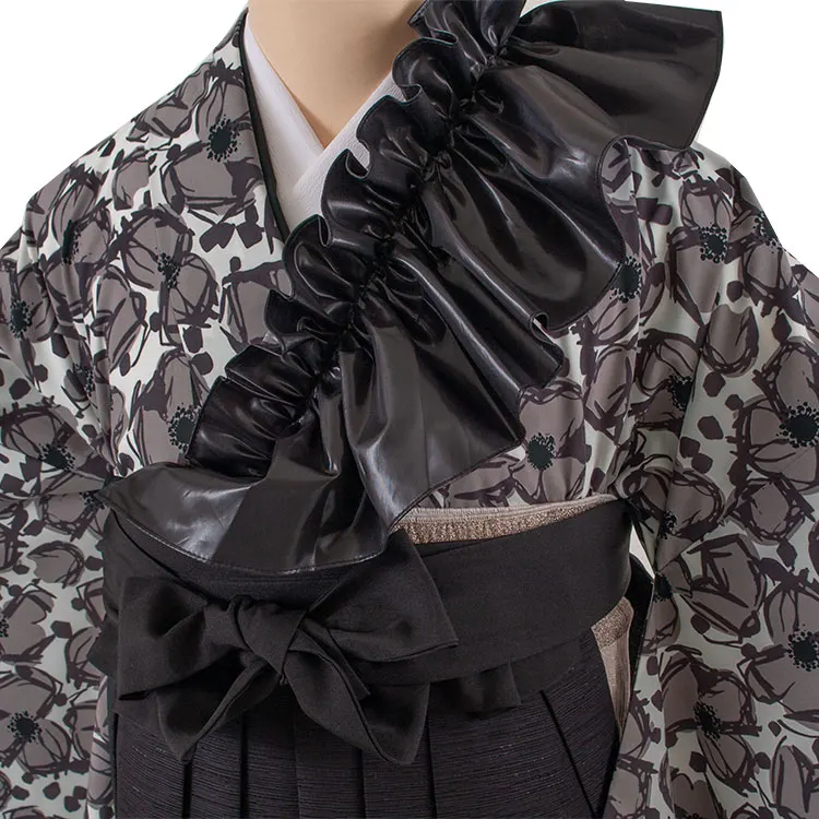 卒業袴レンタル二尺袖 ラフィネモカ 白地 フリル 2052