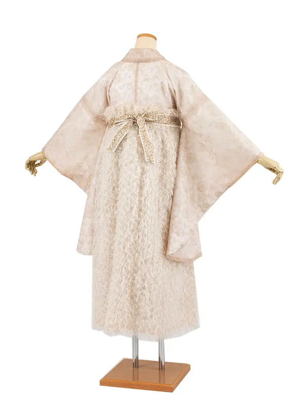 卒業袴レンタル二尺袖 ラフィネモカ ゴールドベージュ レース ドレス袴 2057