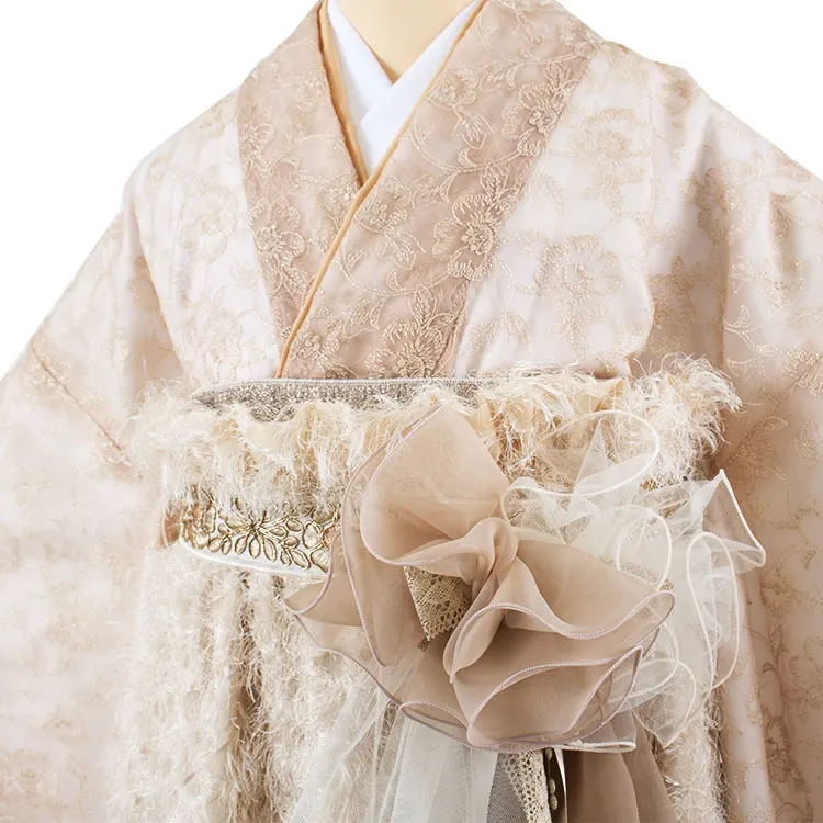 卒業袴レンタル二尺袖 ラフィネモカ ゴールドベージュ レース ドレス袴 2057