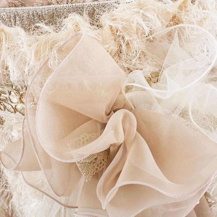 卒業袴レンタル二尺袖 ラフィネモカ ゴールドベージュ レース ドレス袴 2057