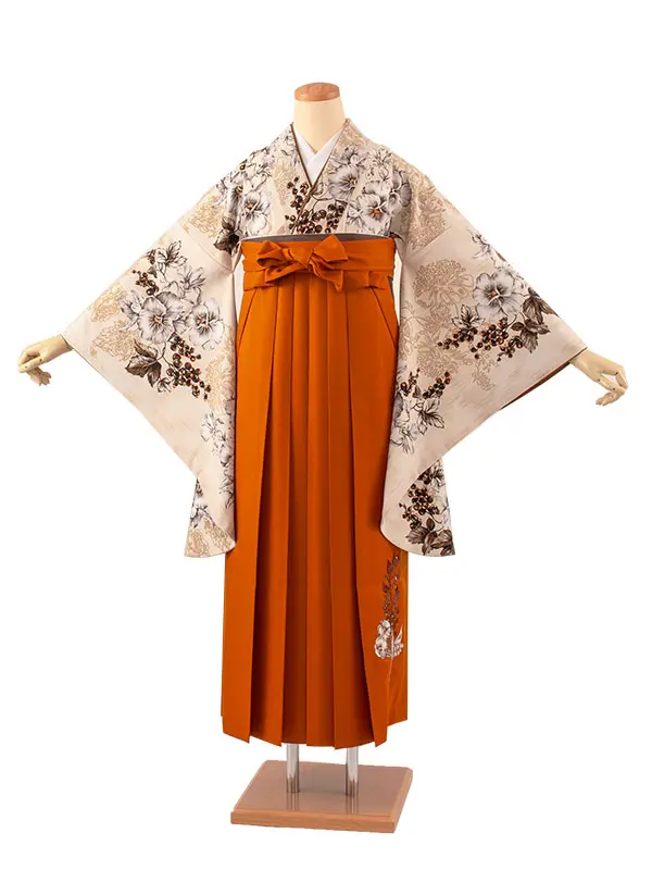 卒業袴レンタル二尺袖 JILLSTUART ベージュ 洋花 2061