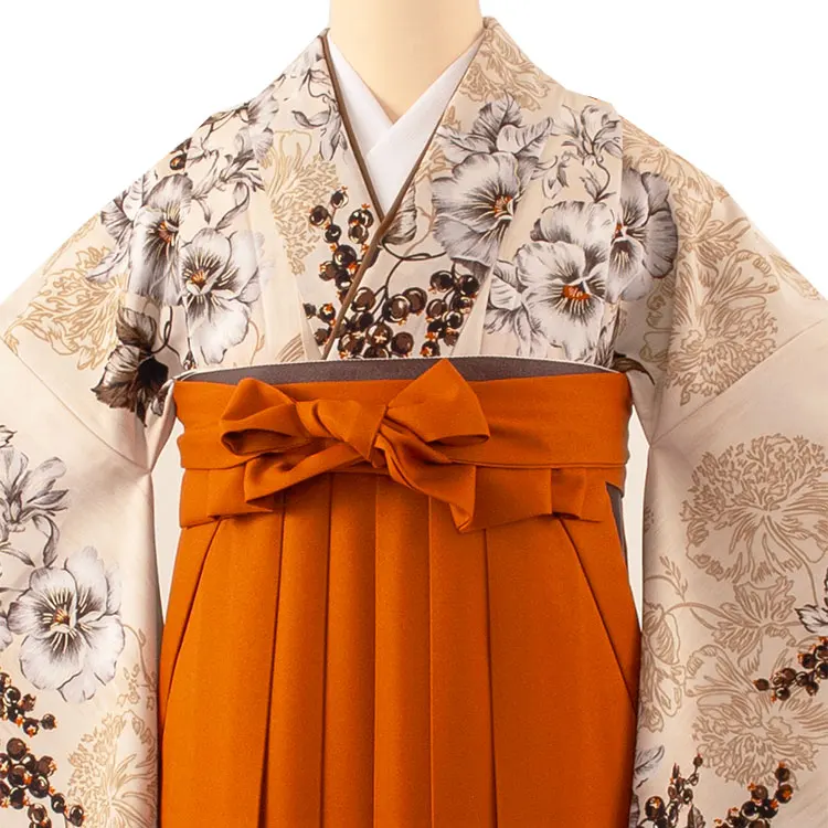 卒業袴レンタル二尺袖 JILLSTUART ベージュ 洋花 2061