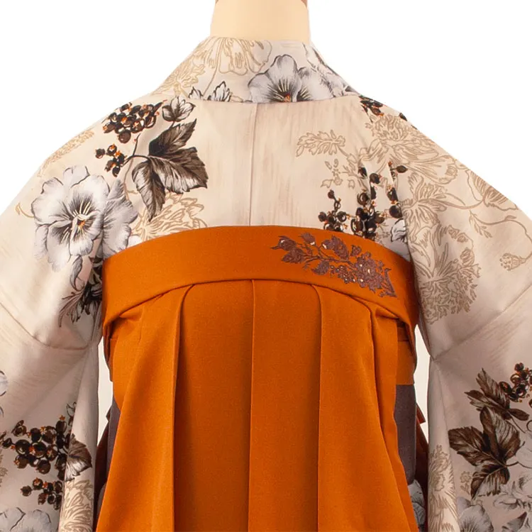 卒業袴レンタル二尺袖 JILLSTUART ベージュ 洋花 2061