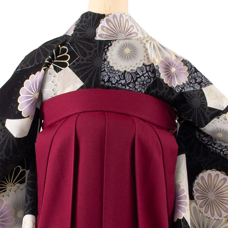 卒業袴レンタル二尺袖 JAPAN STYLE 黒地 菊 2063