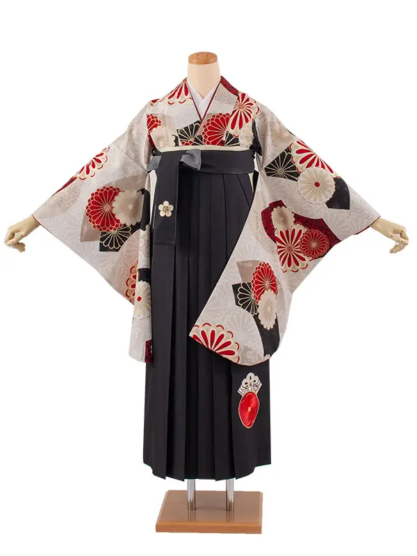 卒業袴レンタル二尺袖 JAPAN STYLE ベージュ 菊 2064