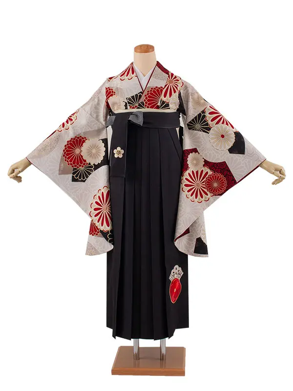 卒業袴レンタル二尺袖 JAPAN STYLE ベージュ 菊 2064