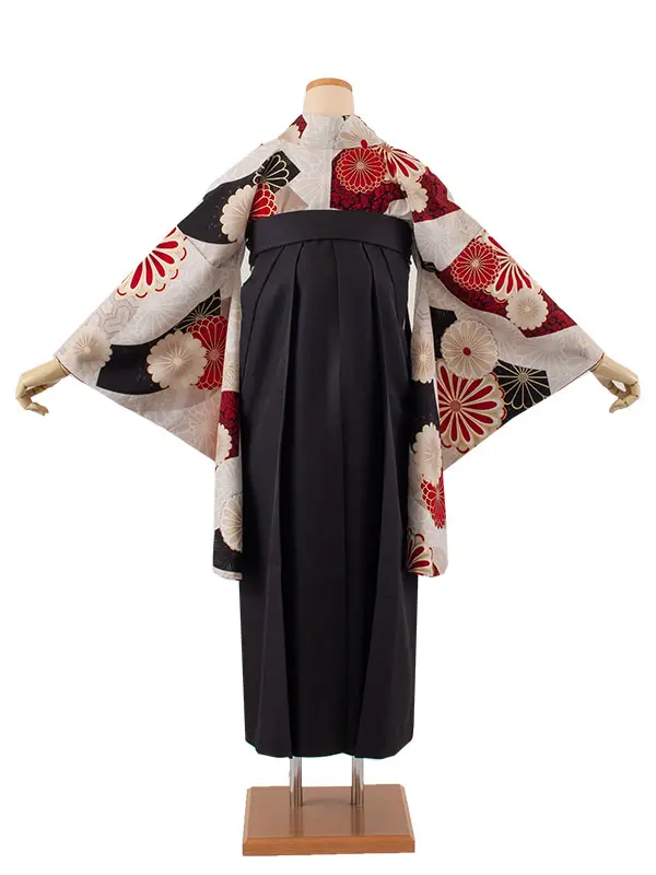 卒業袴レンタル二尺袖 JAPAN STYLE ベージュ 菊 2064