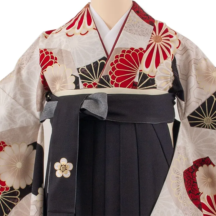 卒業袴レンタル二尺袖 JAPAN STYLE ベージュ 菊 2064