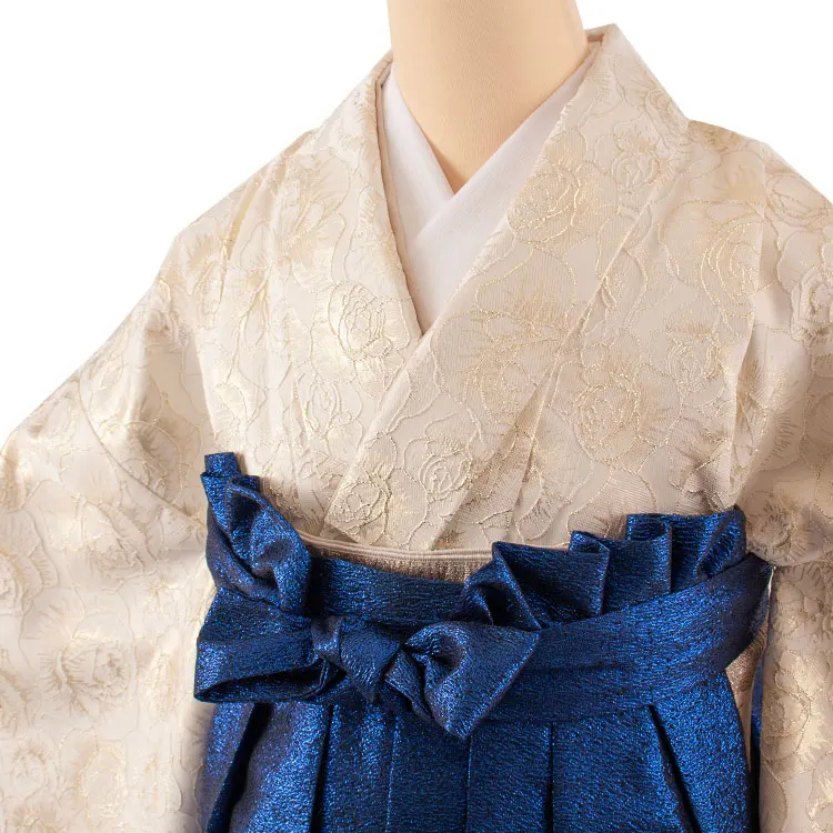 卒業袴レンタル二尺袖 ベージュゴールド 薔薇 ドレス袴 2067