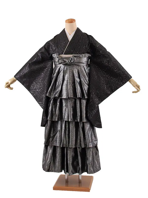 卒業袴レンタル二尺袖 黒地 ドレス袴 2068