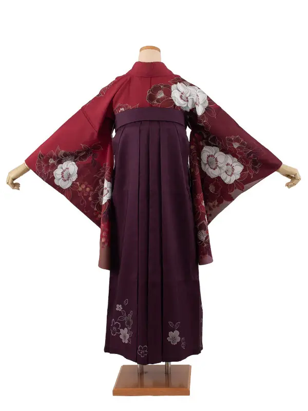 卒業袴レンタル二尺袖 桜田ひより えんじ 椿 2073
