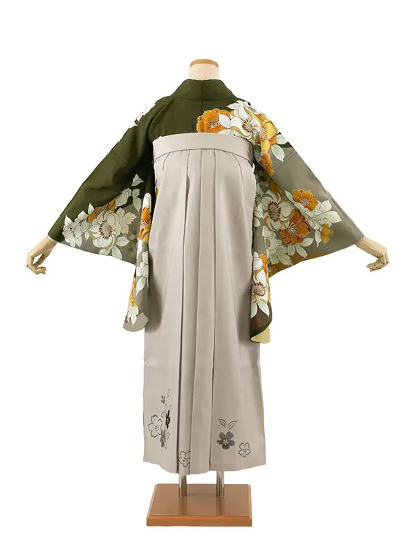卒業袴レンタル二尺袖 桜田ひより カーキ 椿 2075