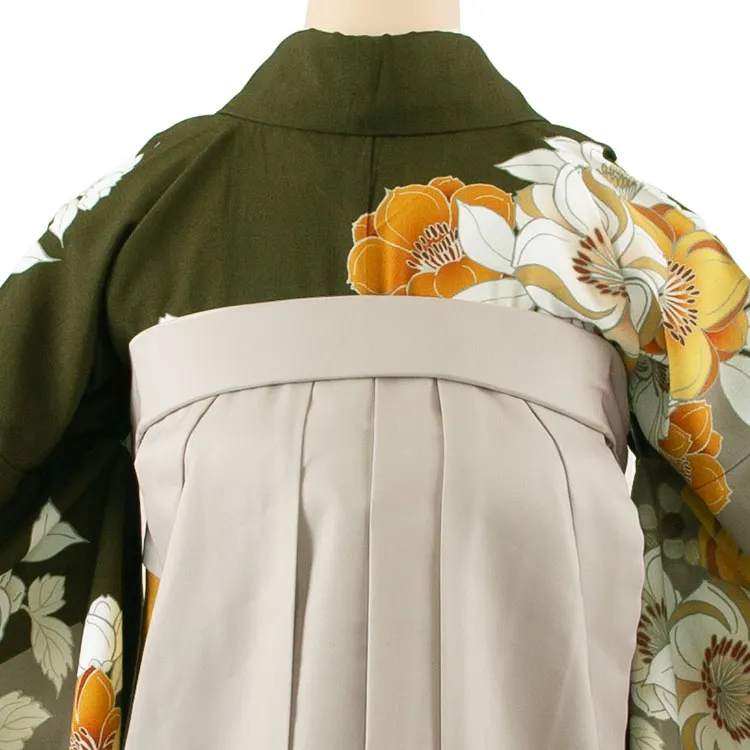 卒業袴レンタル二尺袖 桜田ひより カーキ 椿 2075