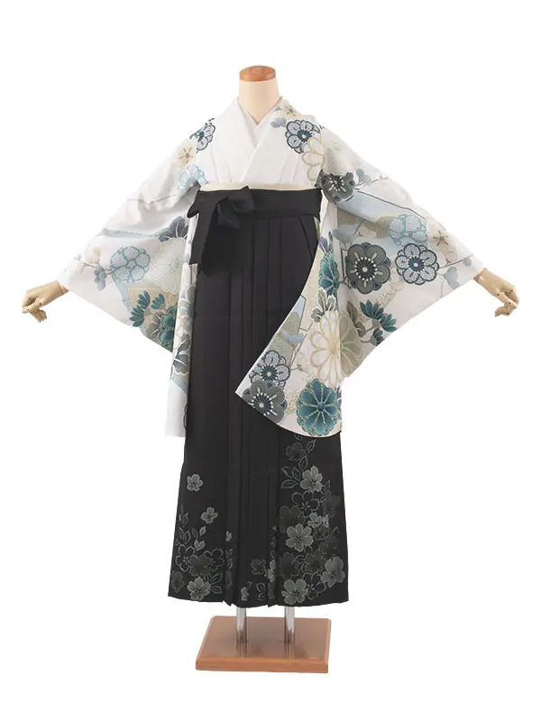 卒業袴レンタル二尺袖 桜田ひより 白地 梅 菊 2076