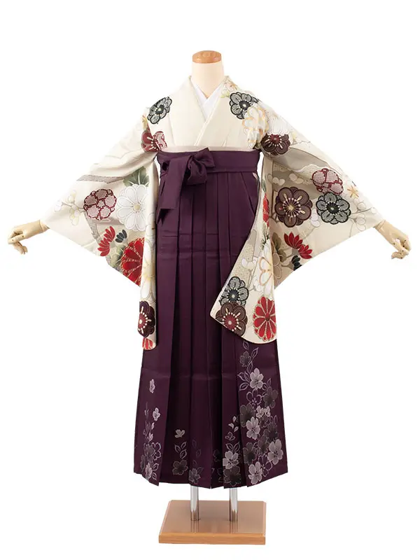 卒業袴レンタル二尺袖 桜田ひより クリームイエロー 梅 菊 2077