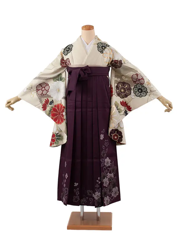 卒業袴レンタル二尺袖 桜田ひより クリームイエロー 梅 菊 2077