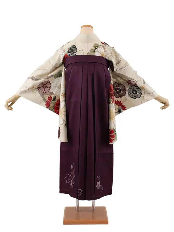 卒業袴レンタル二尺袖 桜田ひより クリームイエロー 梅 菊 2077