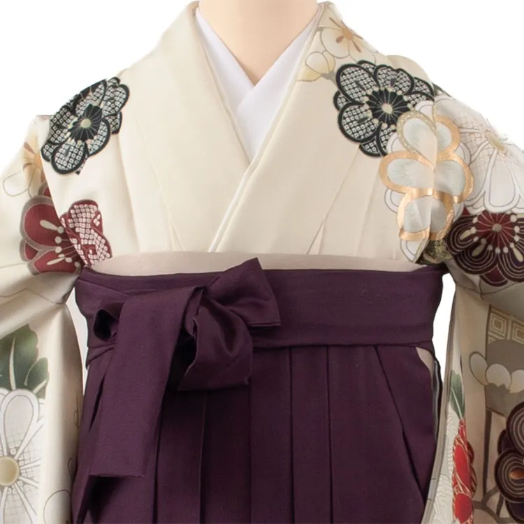 卒業袴レンタル二尺袖 桜田ひより クリームイエロー 梅 菊 2077