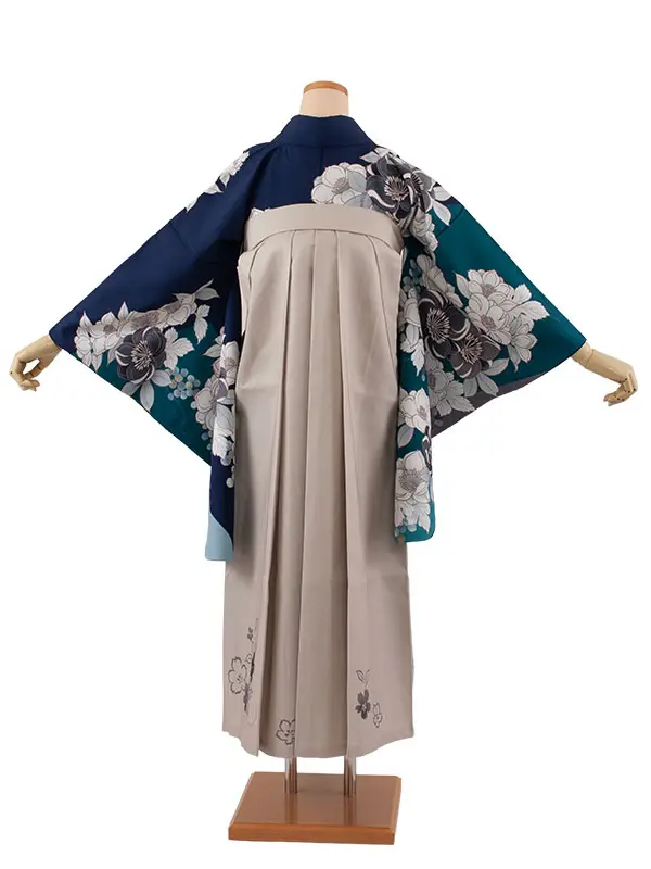 卒業袴レンタル二尺袖 桜田ひより 紺地 椿 2078