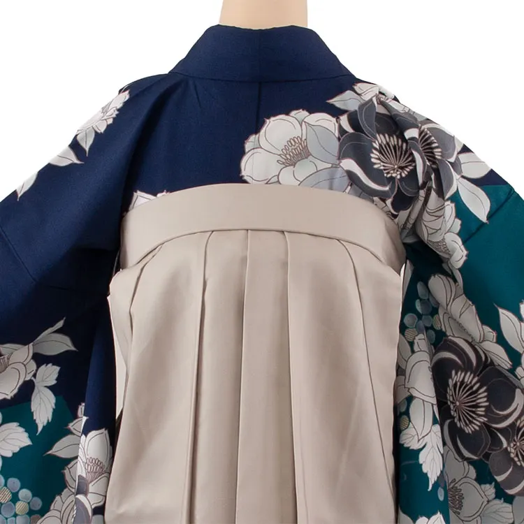卒業袴レンタル二尺袖 桜田ひより 紺地 椿 2078