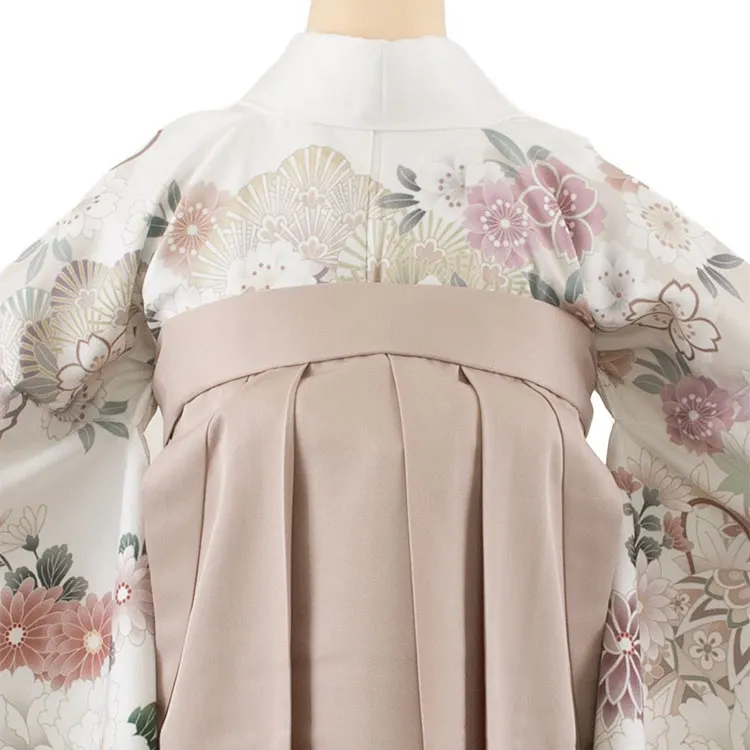 卒業袴レンタル二尺袖 白地 牡丹 桜 2079