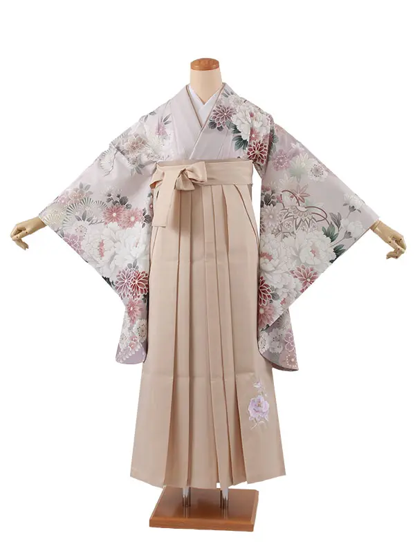 卒業袴レンタル二尺袖 くすみピンク 牡丹 桜 2082