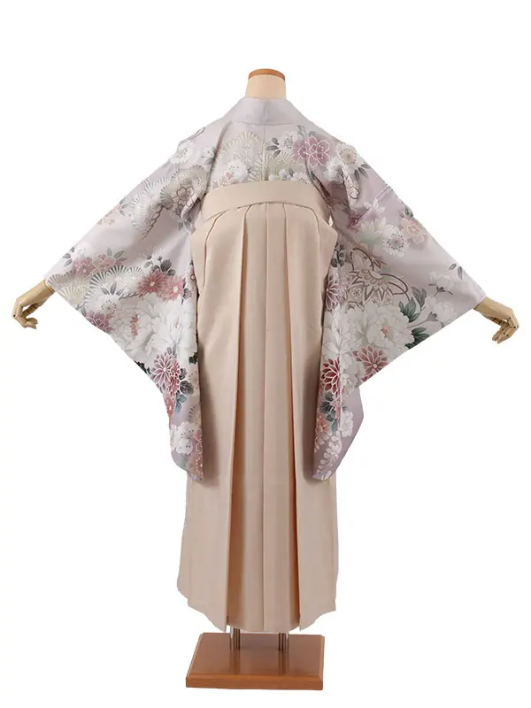 卒業袴レンタル二尺袖 くすみピンク 牡丹 桜 2082
