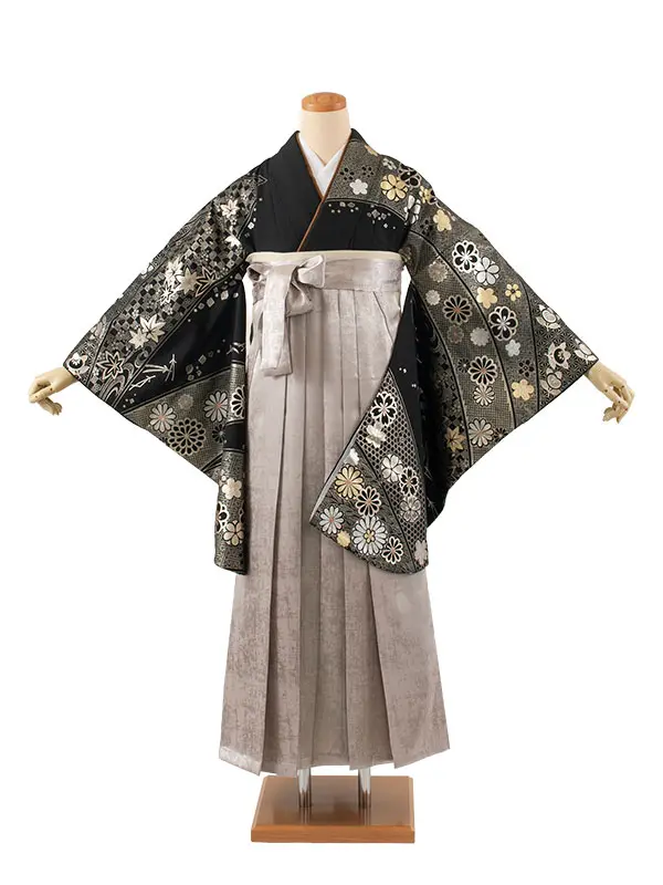 卒業袴レンタル二尺袖 黒地 梅 2085