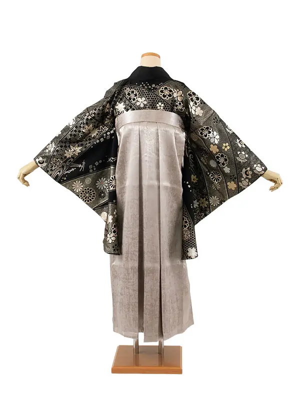 卒業袴レンタル二尺袖 黒地 梅 2085