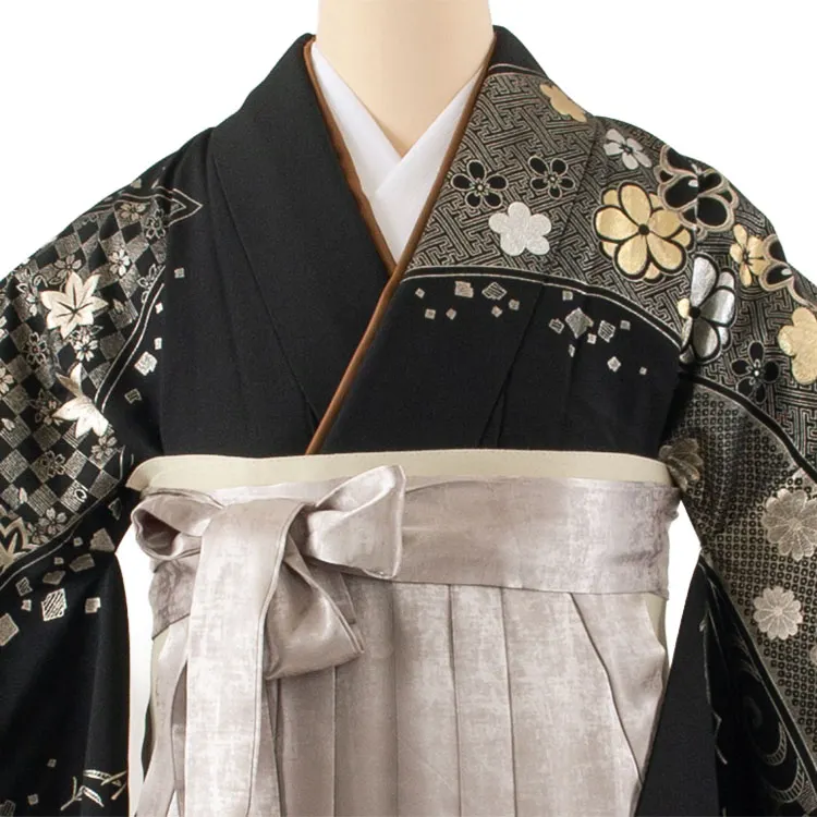 卒業袴レンタル二尺袖 黒地 梅 2085