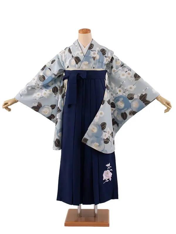 卒業袴レンタル二尺袖 スモークブルー 梅 2087