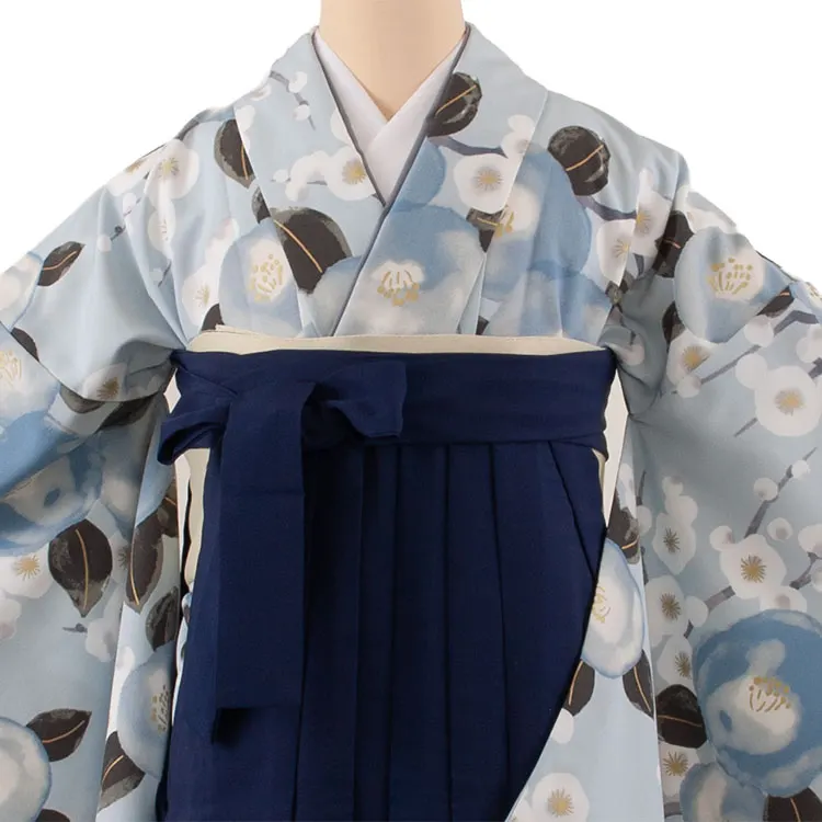 卒業袴レンタル二尺袖 スモークブルー 梅 2088