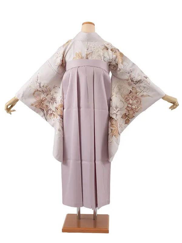 卒業袴レンタル二尺袖 白菫色 牡丹 2091