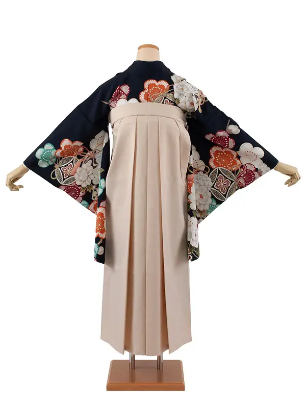 卒業袴レンタル二尺袖 紺地 梅 2092