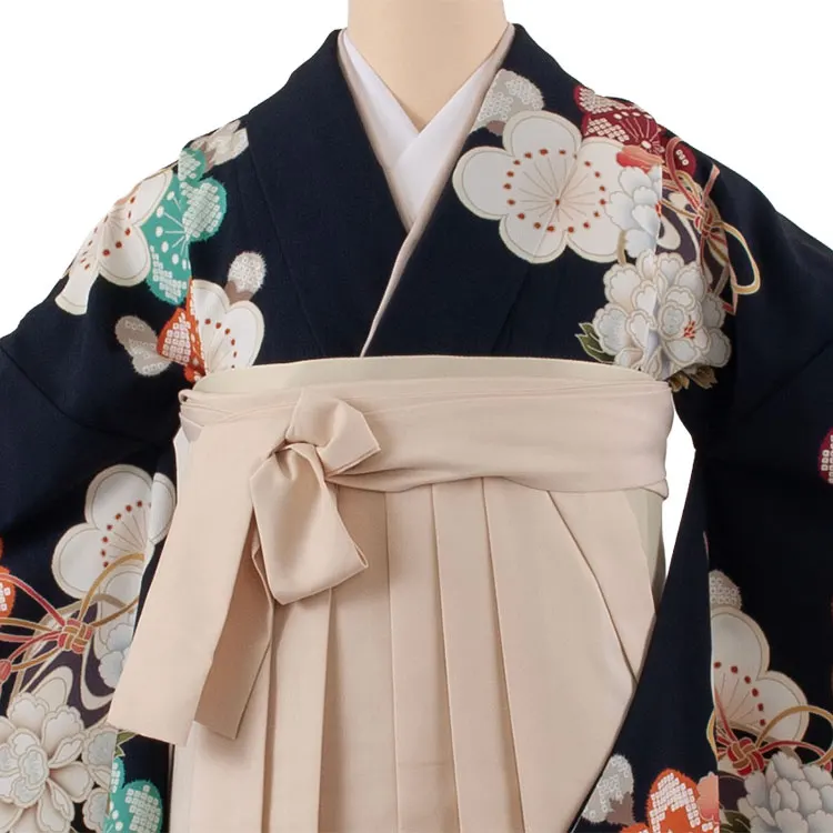 卒業袴レンタル二尺袖 紺地 梅 2092