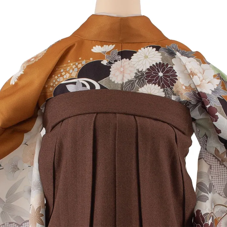 卒業袴レンタル二尺袖 山吹色 牡丹 2100