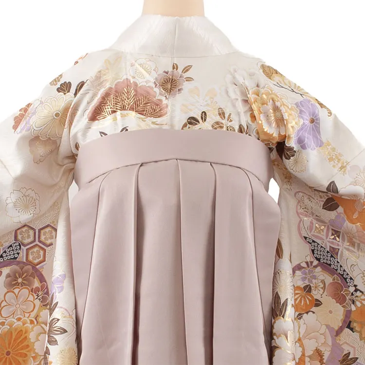 卒業袴レンタル二尺袖 オフホワイト 牡丹 2113