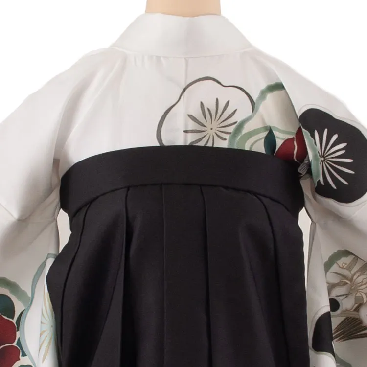 卒業袴レンタル二尺袖 白地 椿 2114