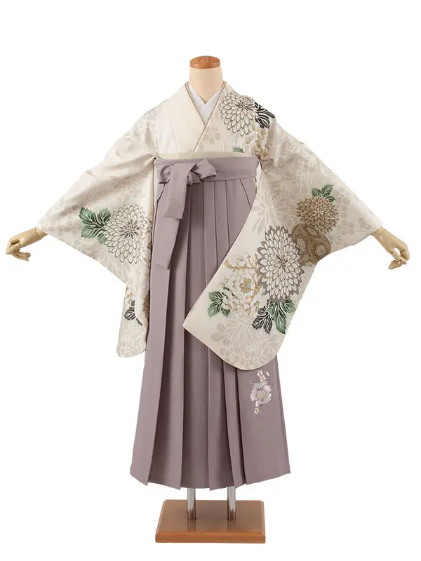 卒業袴レンタル二尺袖 アイボリー 菊 2120