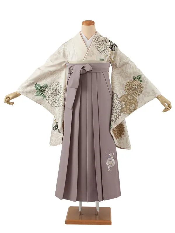 卒業袴レンタル二尺袖 アイボリー 菊 2120