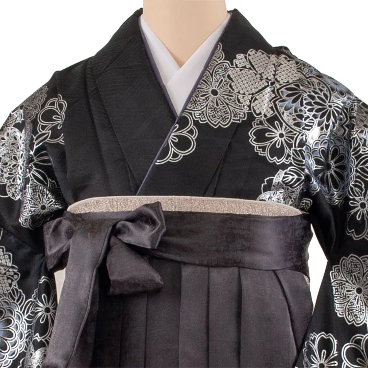 卒業袴レンタル二尺袖 黒地 菊 2123