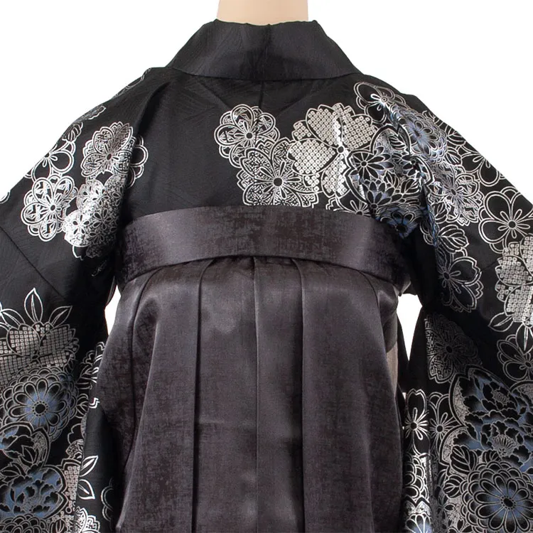 卒業袴レンタル二尺袖 黒地 菊 2123