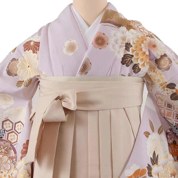 卒業袴レンタル二尺袖 薄紫 牡丹 2126