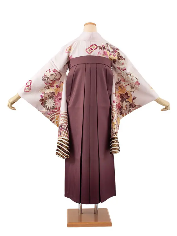 卒業袴レンタル二尺袖 薄ピンク 牡丹 梅 2129