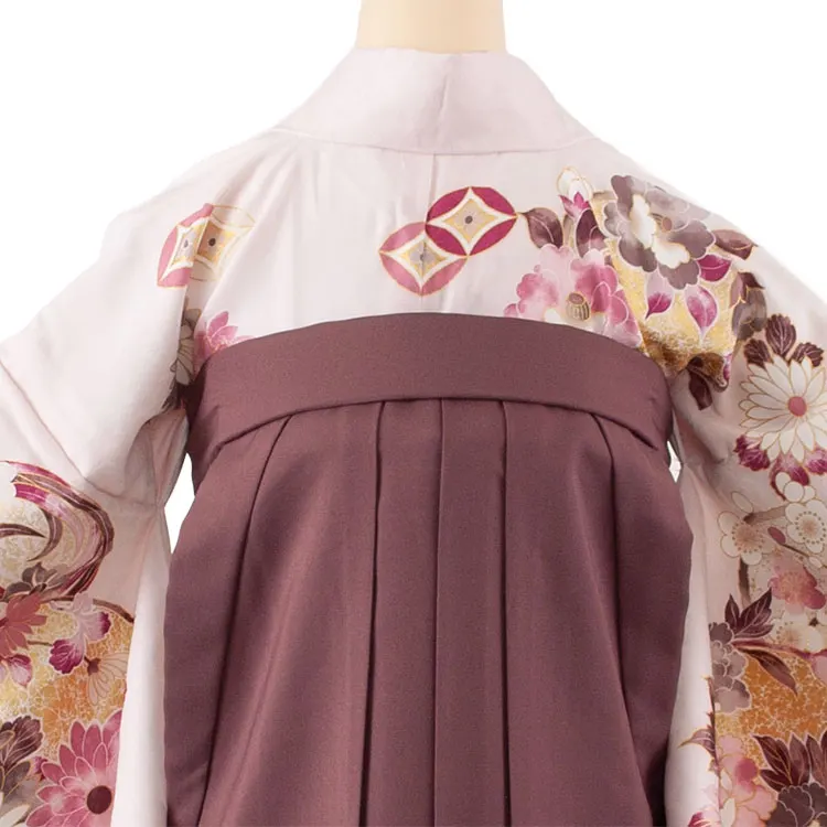 卒業袴レンタル二尺袖 薄ピンク 牡丹 梅 2129