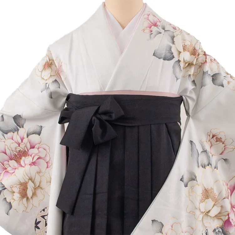 卒業袴レンタル二尺袖 薄ライトブルー 牡丹 2136