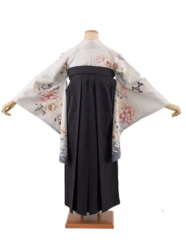 卒業袴レンタル二尺袖 薄ライトブルー 牡丹 2137