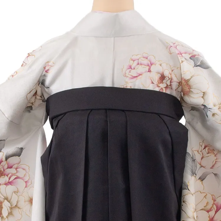 卒業袴レンタル二尺袖 薄ライトブルー 牡丹 2137