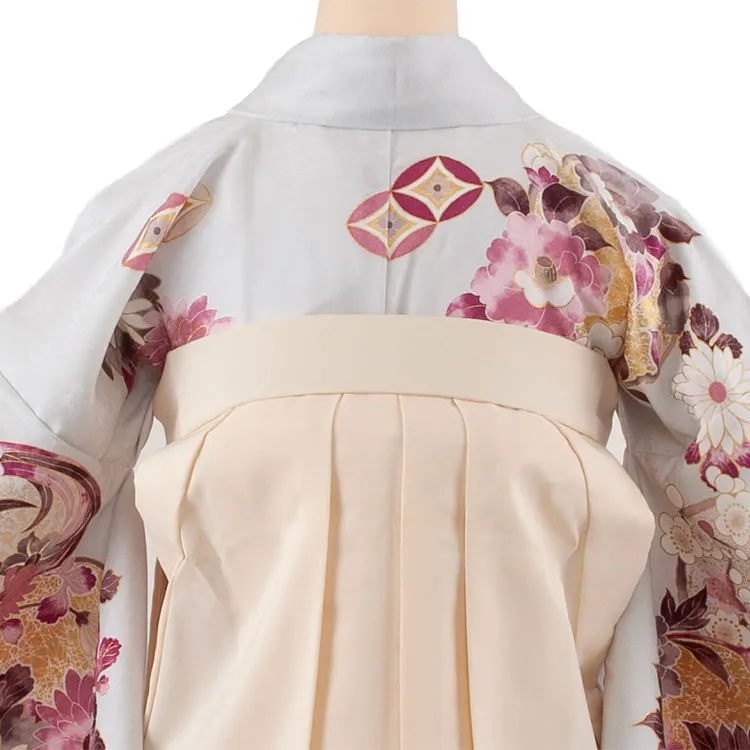 卒業袴レンタル二尺袖 薄ライトブルー 牡丹 梅 2138